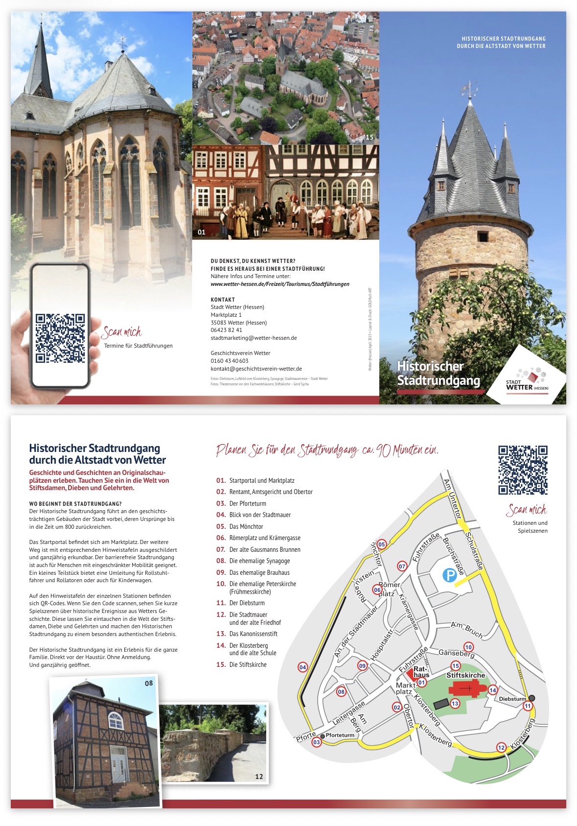 Historischer Stadtrundgang Wetter mit Station 10 ehemalige Peterskirche und Station 15 Stiftskirche